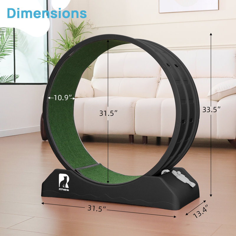Roue d'exercice pour chat 33,5 "sans bruit, Noir
