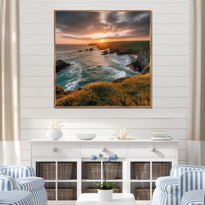 Coucher de soleil sur la falaise I - art mural toile côtière