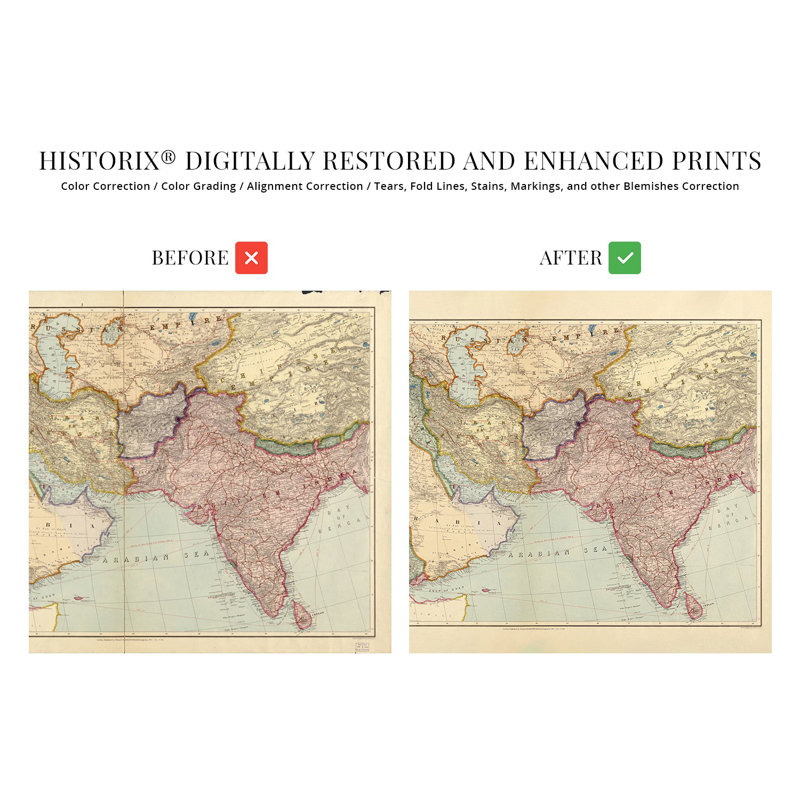 Carte du Moyen-Orient 1912, H 18 po x l 24 po