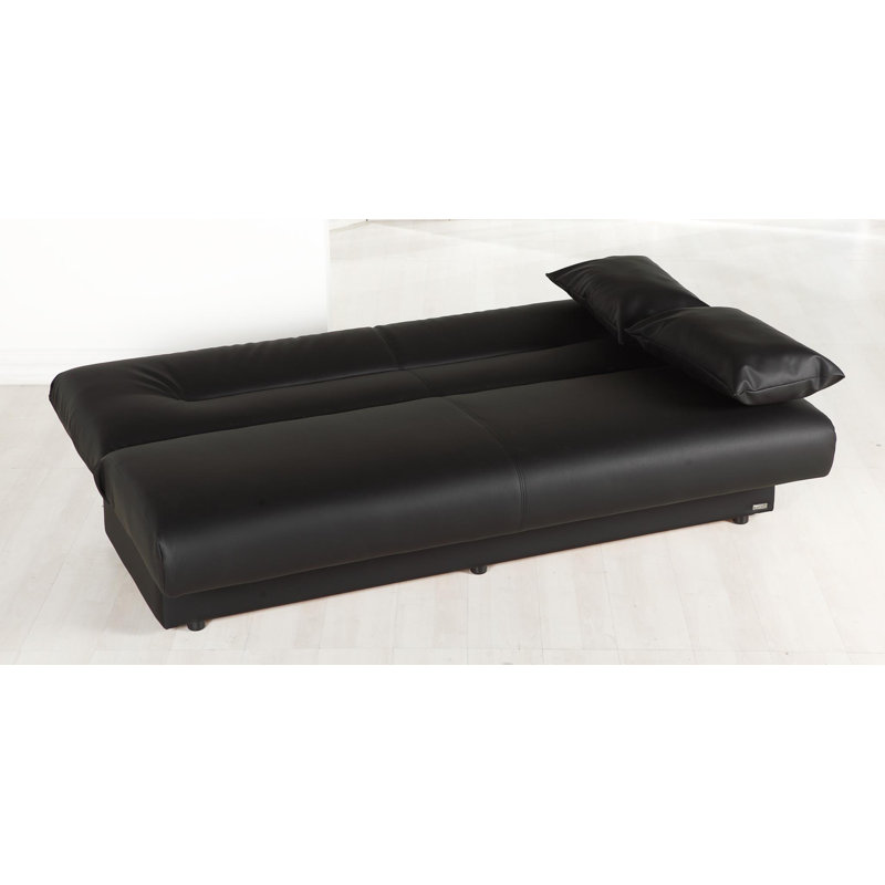 Upholstered 76.8'' Sleeper Sofa, Black Linen Blend
