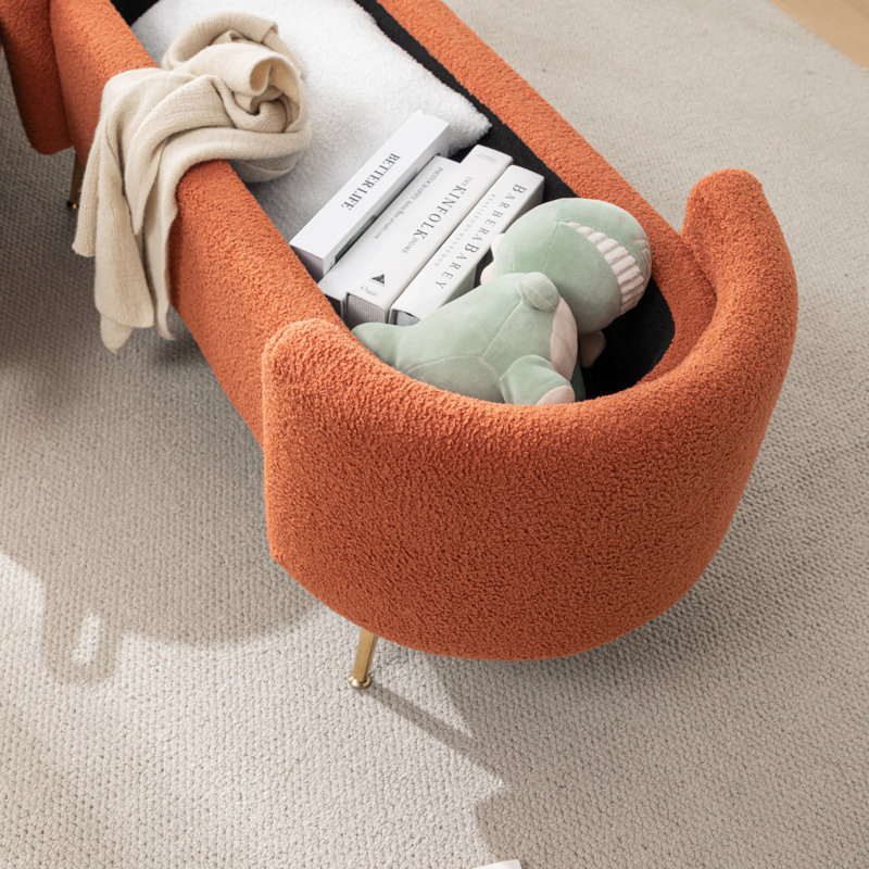 Banc de rangement rembourré Kaycey, Orange