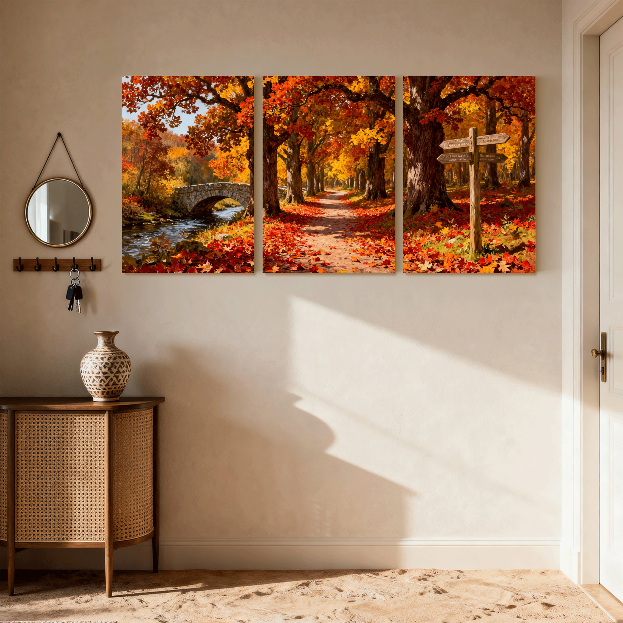 Winston Porter Scenic & Cityscapes Autumn Forest Path Bridge Leaves ...