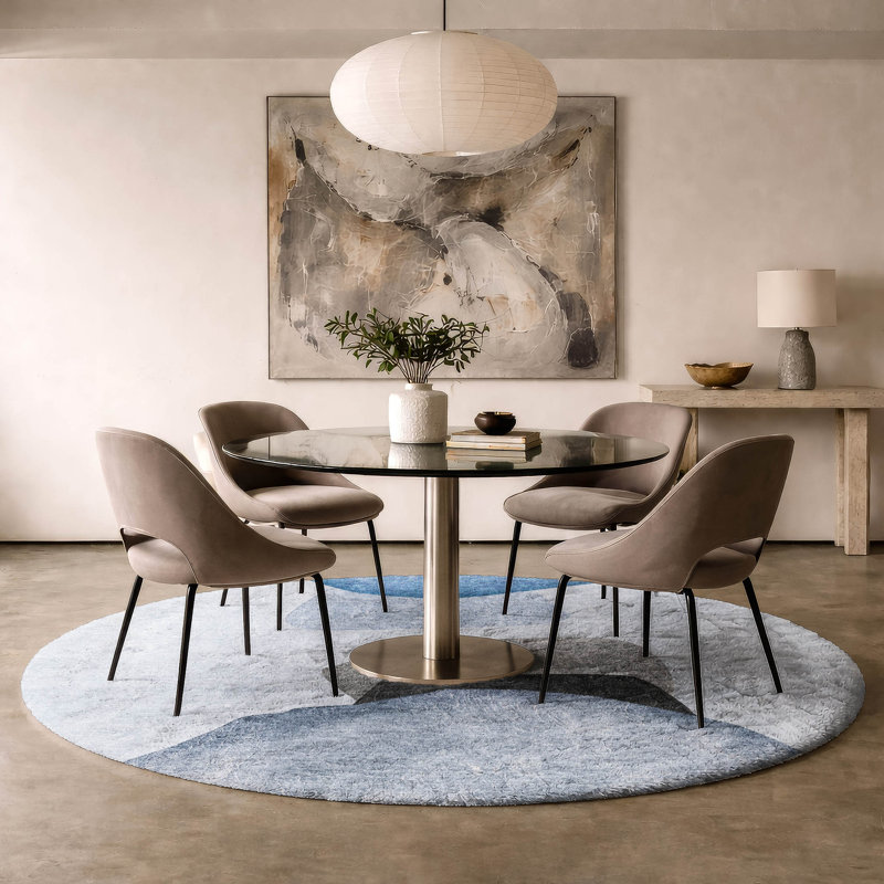 Premium Machine Washable Dream Shag ADS547 Abstract Rug, Blue, 8' Round
