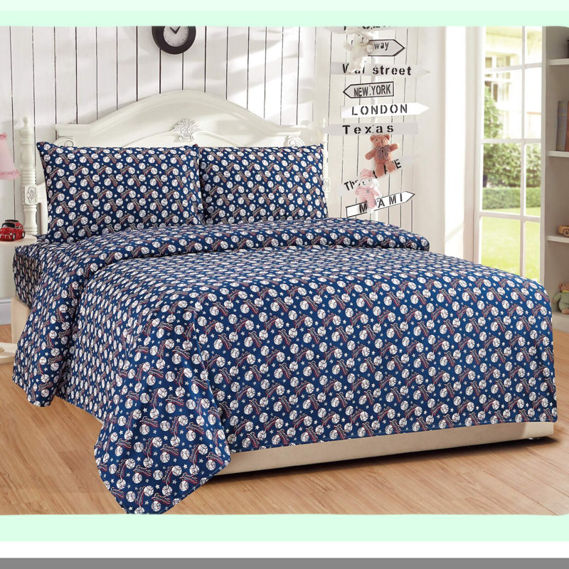 Vintage Baseball Twin Sheet Set - Dark Blue Collection