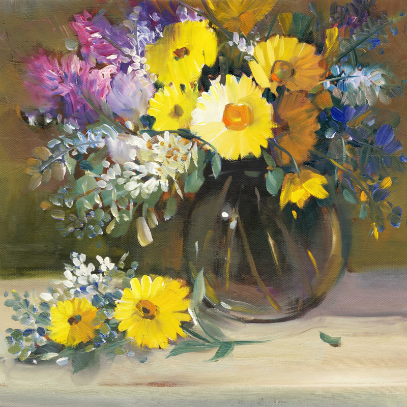 «Floral Still Life II» par Timothy O 'Toole - peinture sur toile tendue, H 30 po x l 30 po x P 1,25 po