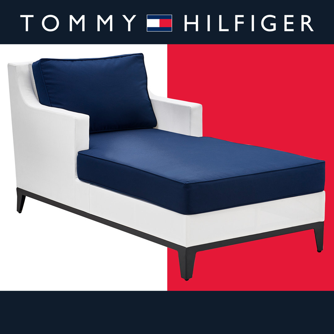 Tommy Hilfiger Hampton Outdoor Daybed with Cushion, Coastal White and Navy Tommy Hilfiger