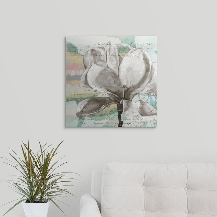 « i », reproduction d’impression jennifer Pastel Magnolias, H 35 po x l 35 po x P 1,5 po, Toile