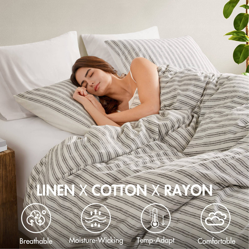 Ensemble de couette 3 pièces gris, Queen Duvet Cover + 2 Pillow Shams