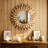 Handmade Boho Sunburst Mirror - Round Wooden Wall Decor With Rustic Sun Pattern Design, Shatterproof Tempered Glass For Living Room, Bedroom, Entryway Or Office
