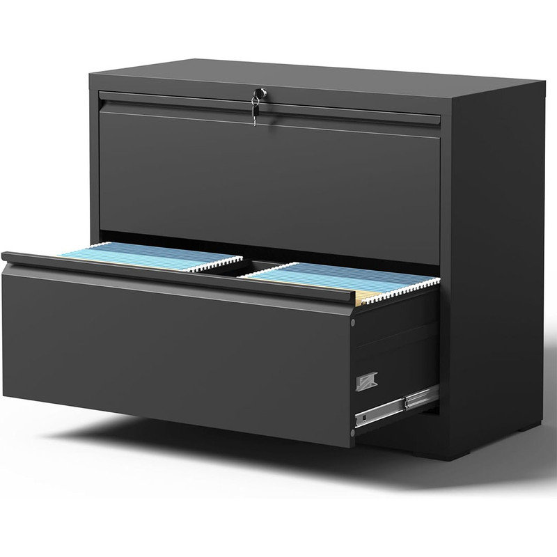 Durable Lateral File Cabinet with , 2 Drawer and Lock, Storage Cabinet for Hanging Files Letter/Legal/A4, Black