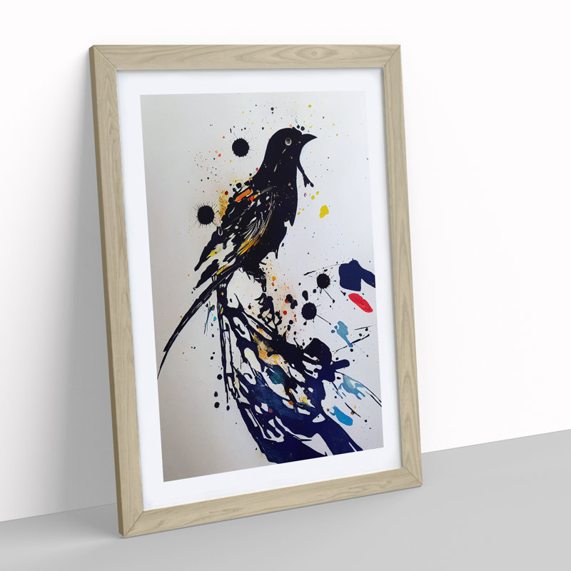 Bird Splash No.1 - Wall Art, 46cm H x 34cm W x 2cm D, Oak Framed, Oak