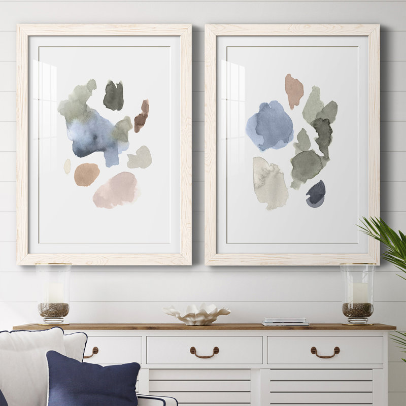 Fresh Start I - ensemble de 2 peintures encadrées, H 37,5 po x l 27,5 po x P 1 po, Cadre blanc