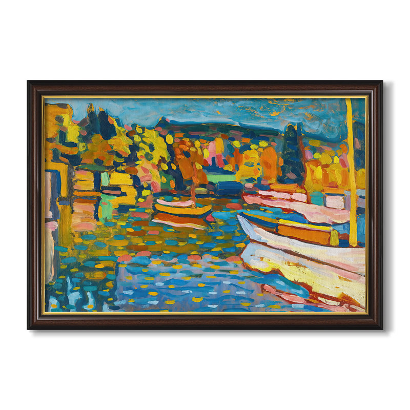 Étude pour un paysage d'automne avec des bateaux, 1908 - Wassily Kandinsky - Toile encadrée sur mesure, 24x34 INNER SIZE