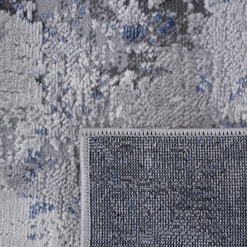 Tapis tissés à la machine Naar Marfi, argent / bleu / abstrait, Rectangle 6 pi 7 po x 9 pi