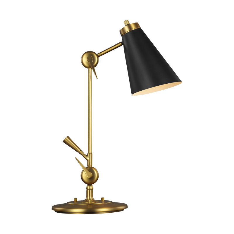 Adjustable Burnished Brass and Black Desk Lamp