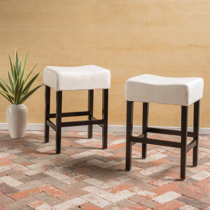 Ensemble de 2 tabourets de bar à hauteur de comptoir sans dossier 26,75 po, Beige