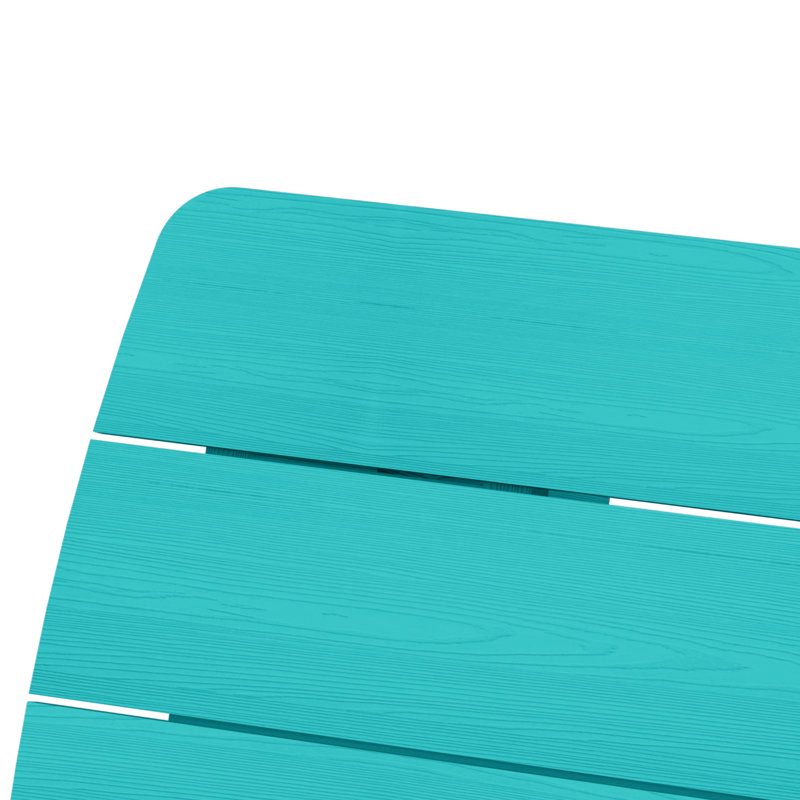 Table de salle à manger rectangulaire en PEHD pour l'extérieur avec trou pour parasol, Teal