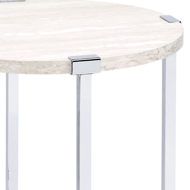 Table basse en chêne blanc de style industriel avec pieds en métal et design élégant et durable