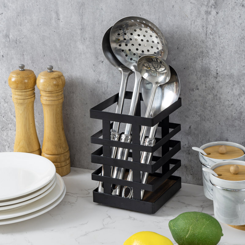 Metal Square Utensil Crock