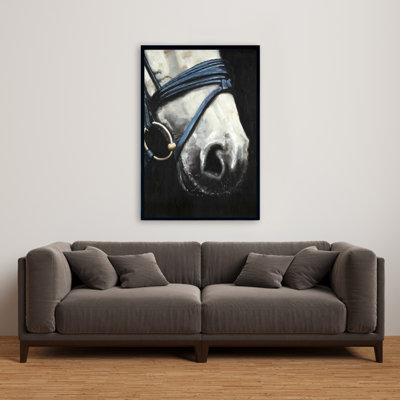 Cheval avec harnais, reproduction sur toile