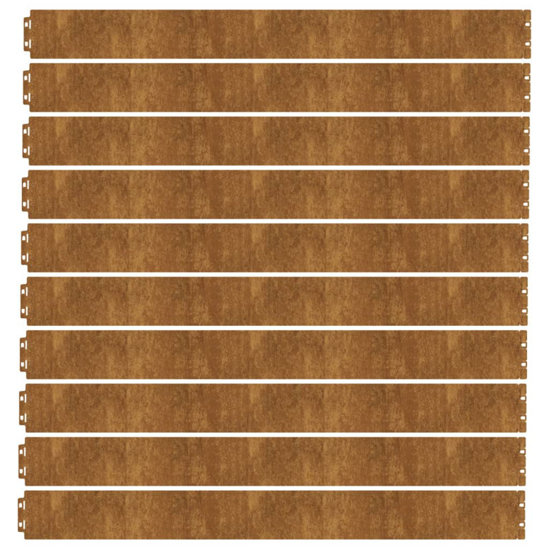 10 cm H x 103 cm W Lawn Edging Fencing with 10 Panel(s) Included, 10 x 103 cm, Weathering Steel, 10