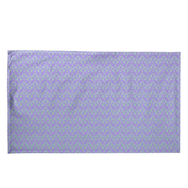 Torchon Suoz Classic Art Deco, Sergé de coton, Mauve / Vert