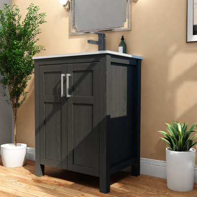 Ensemble de meuble-lavabo et lavabo moderne noir, matériau céramique pour la maison