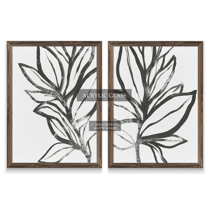 «Leaf Instinct I» par Vincent Van Gogh - ensemble de 2 reproductions d'art encadrées, H 20 po x l 16 po , Toile encadrée