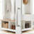 Elegant Farmhouse Hall Tree with Walnut Bench – Ultimate Storage and Style for Your Home Entryway-299465520