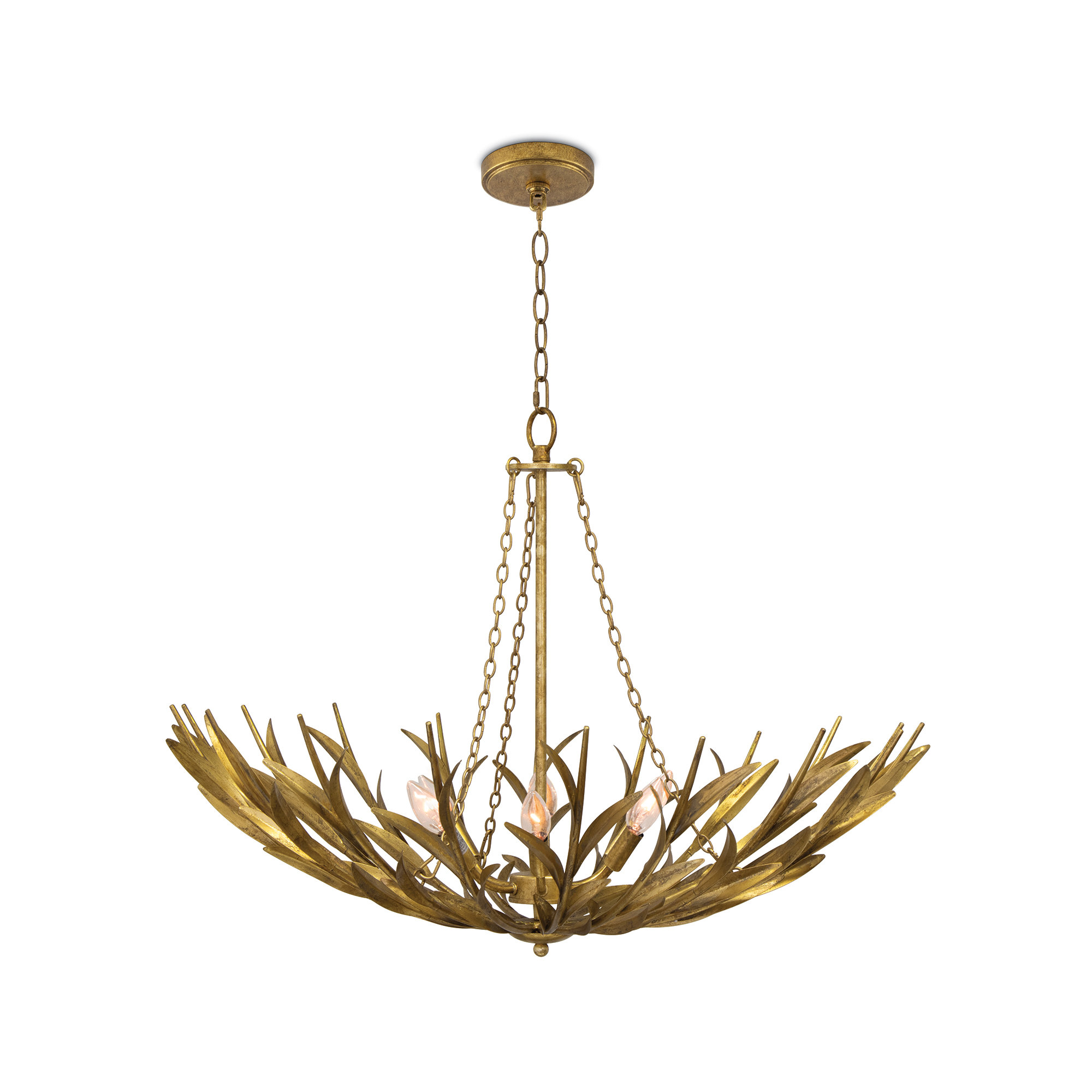 River Reed 6 - Light Dimmable Chandelier, Antique Gold Leaf
