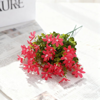 12 faisceaux de fleurs artificielles résistantes aux rayons UV en fausse marguerite en plastique pour les boîtes de fenêtre extérieures suspendues à un pot de fleurs, fleurs artificielles Eucalyptus