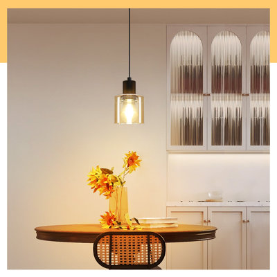Dierking 1-Light Amber Kitchen Island Pendant