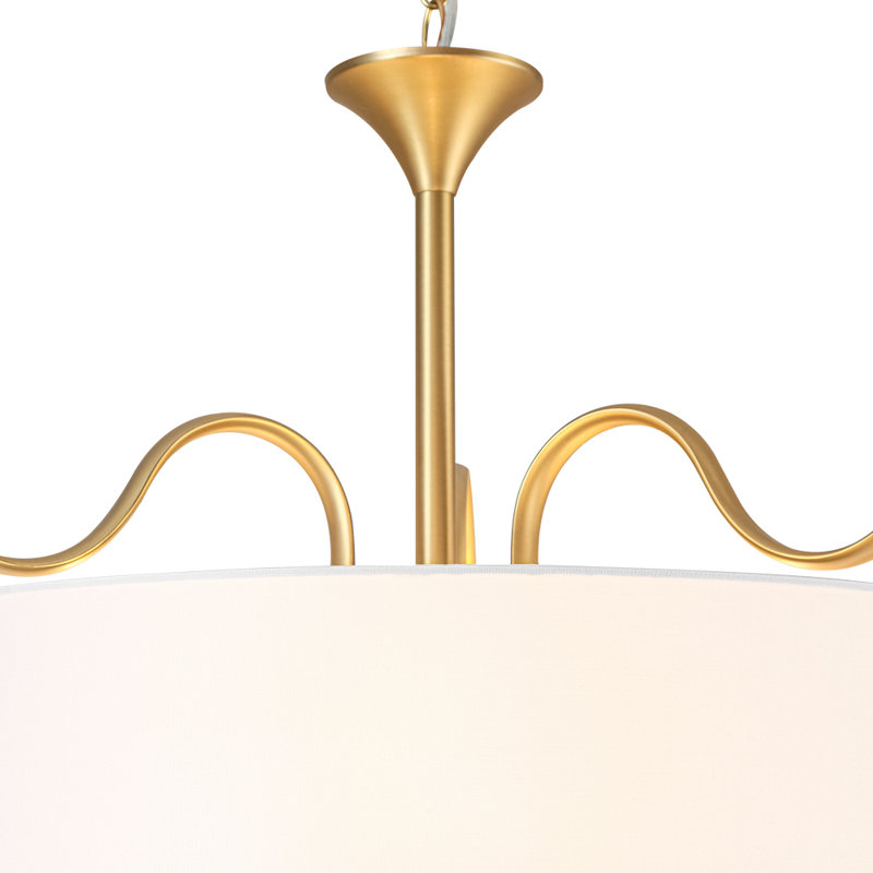 Luminaire suspendu tambour en tissu courbé à 3 lumières