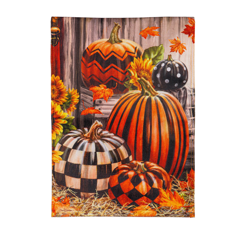 Fall Harvest Pumpkins Burlap House Flag