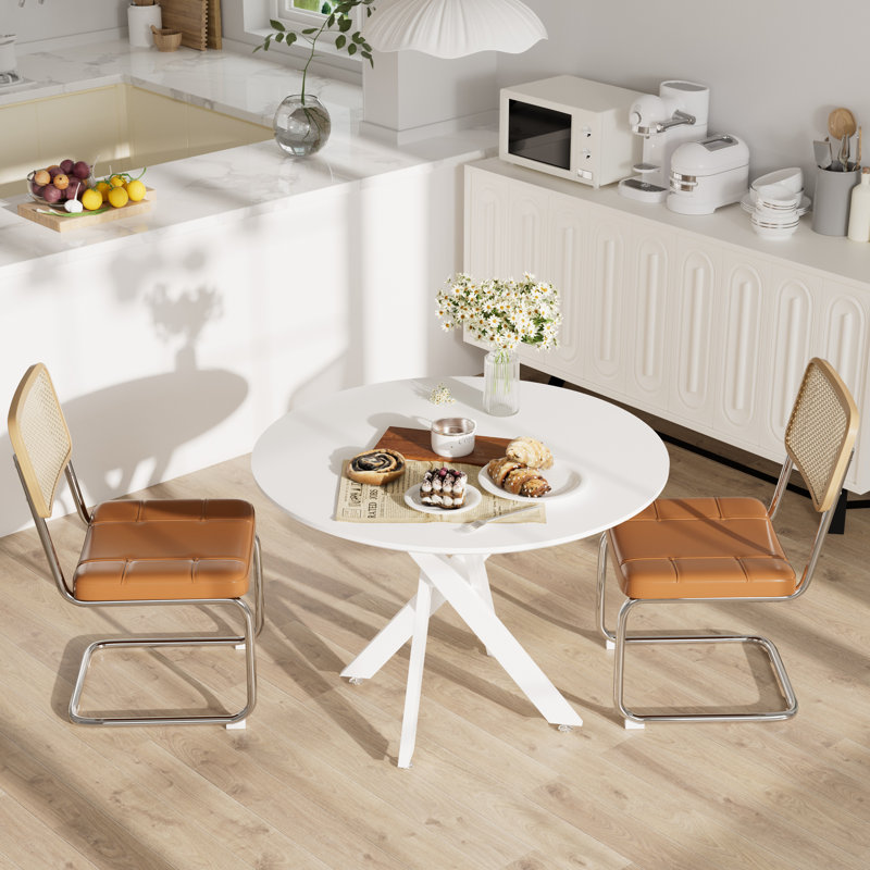 Ensemble de salle à manger 3 pièces, H 30 po x L 36 po x l 36 po, Blanc, Brun