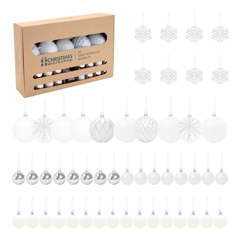 41cm Solid Colour Shatterproof Bauble, White