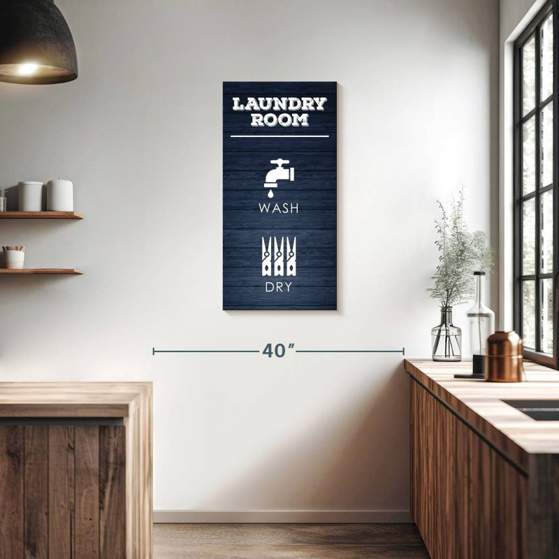Blanchisserie en bois bleu marine I, H 36 po x l 18 po