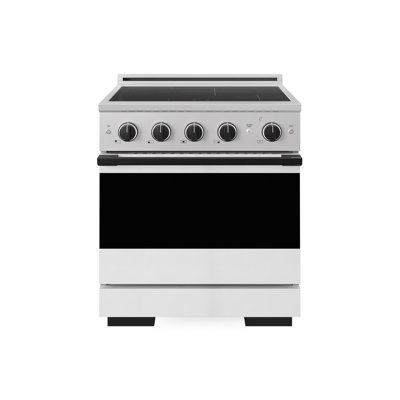 ZLINE Autograph 30 in. Stainless Steel Marino Induction Range with White Door and Black Accents
