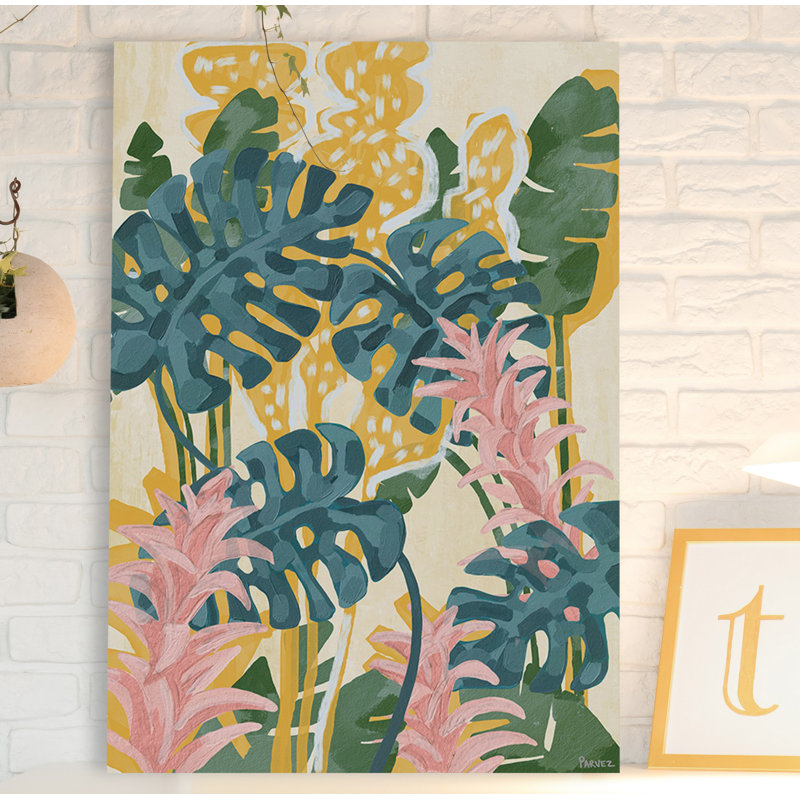Reproduction de feuillage coloré sur toile, H 12 po x l 8 po x P 1,5 po