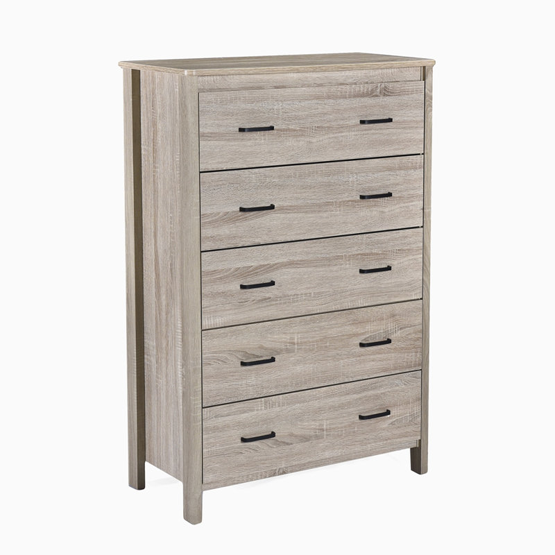 Commode 5 tiroirs Toolless, Chêne