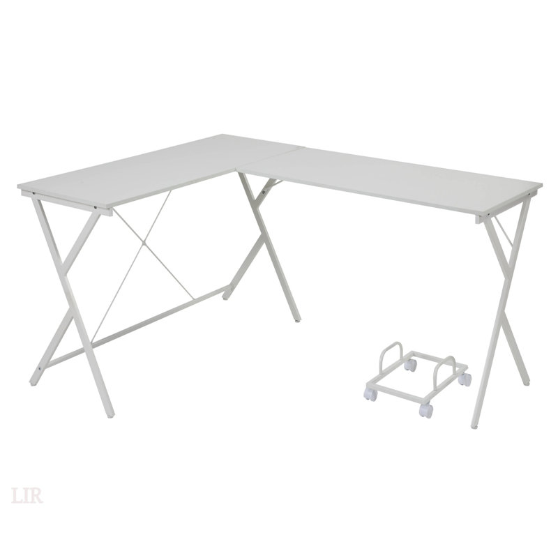 White L-Shaped Computer Desk With CPU Holder, Space-Saving And Multifunctional For Modern Home Offices., White