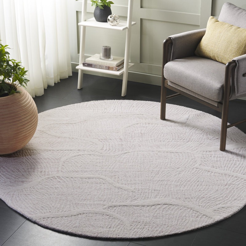 Naohiro 402 Hand Tufted Wool Pile Abstract Rug, Round 6'