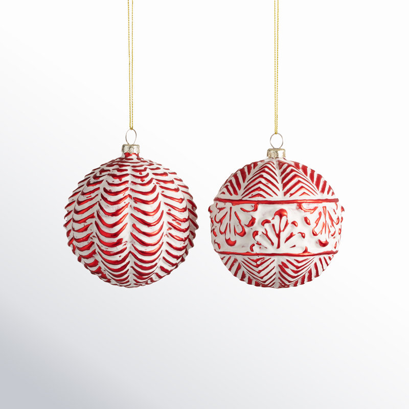 2 Piece Embossed Ball Ornament Set