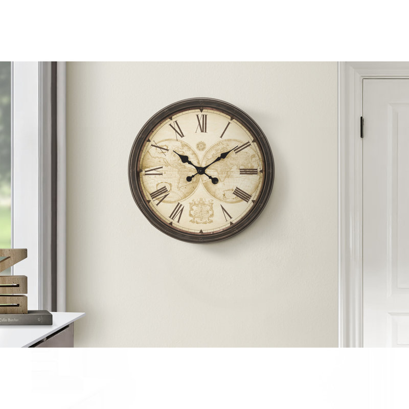 Horloge murale, horloge murale ronde 20 po, brun antique, transitionnel