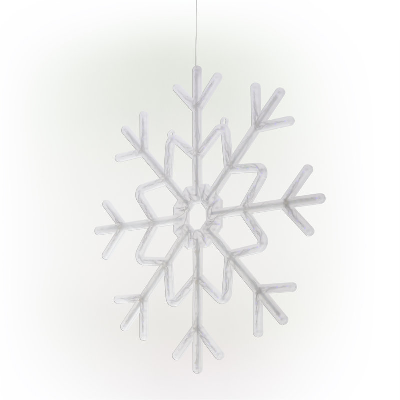 Large Snowflake Decoration with Blue and White Motion LED Lights, 39'' H X 39'' W X 1'' D, Blue and White