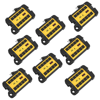 CRST 10 Outlets Metal Power Strip Heavy Duty Surge Protector 2800 Joules with 6FT Long Extension Cord for Workshop Office Garage Kitchen, ETL Listed (8Pack)
