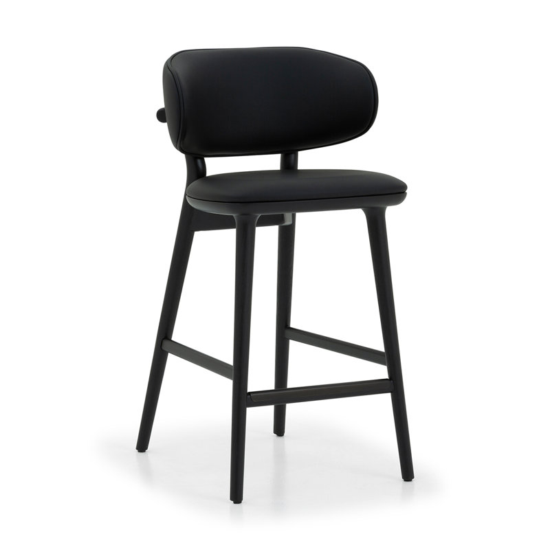 Tabouret de comptoir rembourré Soren, Noir mat / minuit / bronze foncé