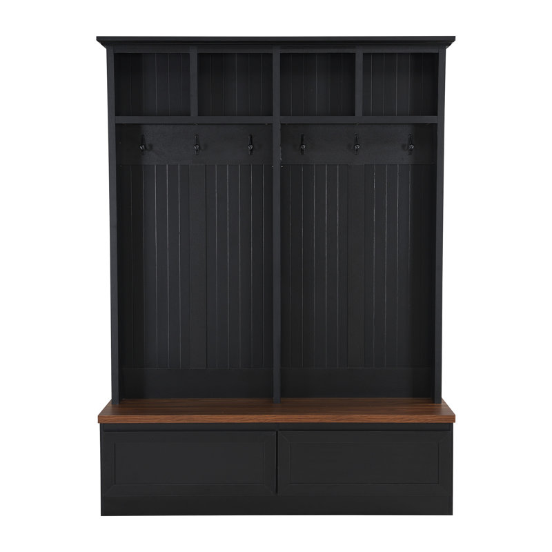 [Assembly Video] Farmhouse 4-In-1 Hall Tree With Wood Grain Bench, Black