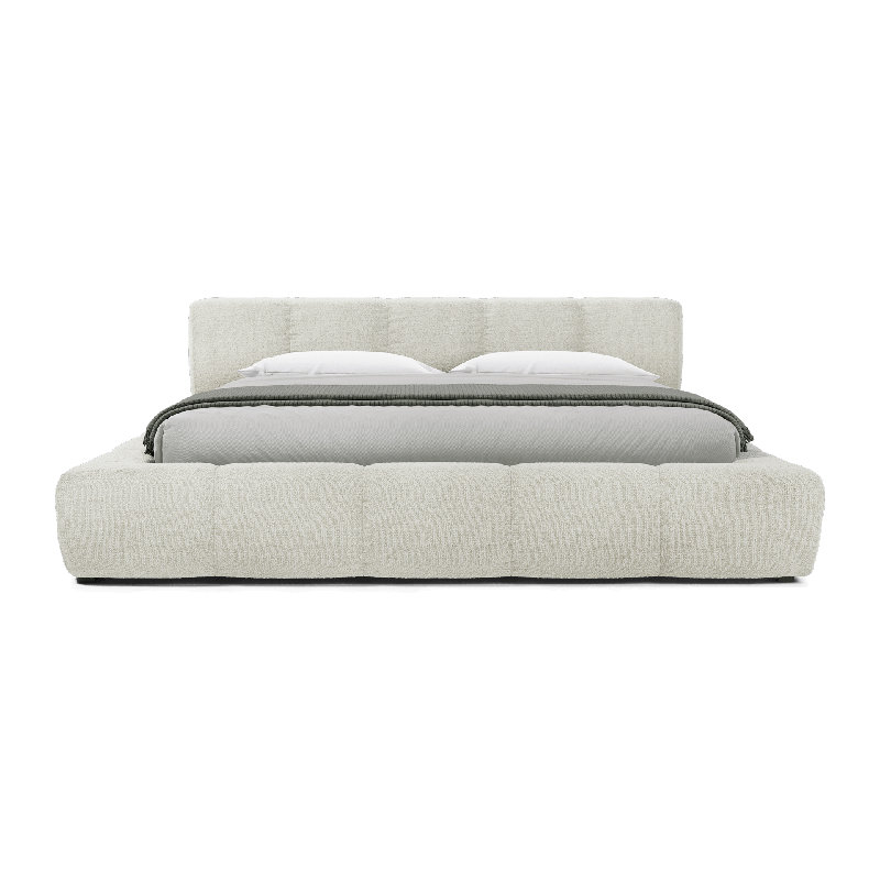 Halsted Queen Bed in Merino Pearl Fabric, King