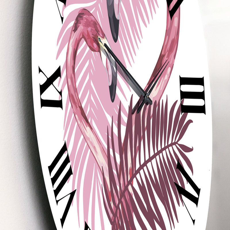 Flamant rose en été tropical I - Horloge murale traditionnelle, Petit